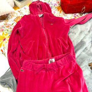Lacoste Rose Velour Hoodie Set